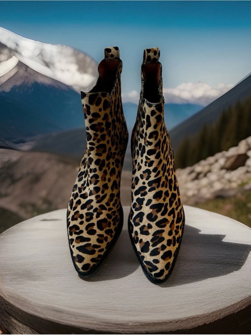 Coach Leopard Print Chelsea Ankle Boots in Tan and Black